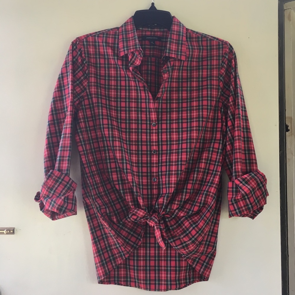 NWOT Land's End Sz 6 Plaid Top
